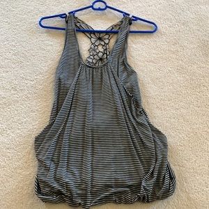 Gray and black striped racer back top